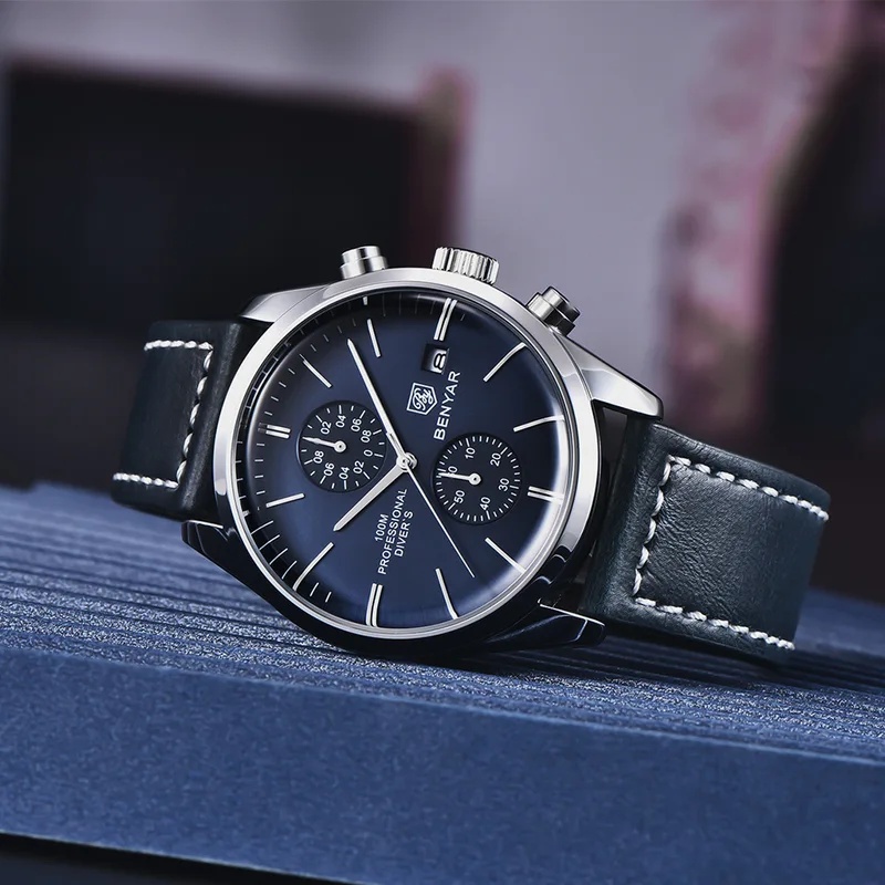 Luxury Watch Investment - BENYAR Leather Men Quartz Wristwatches Luxury